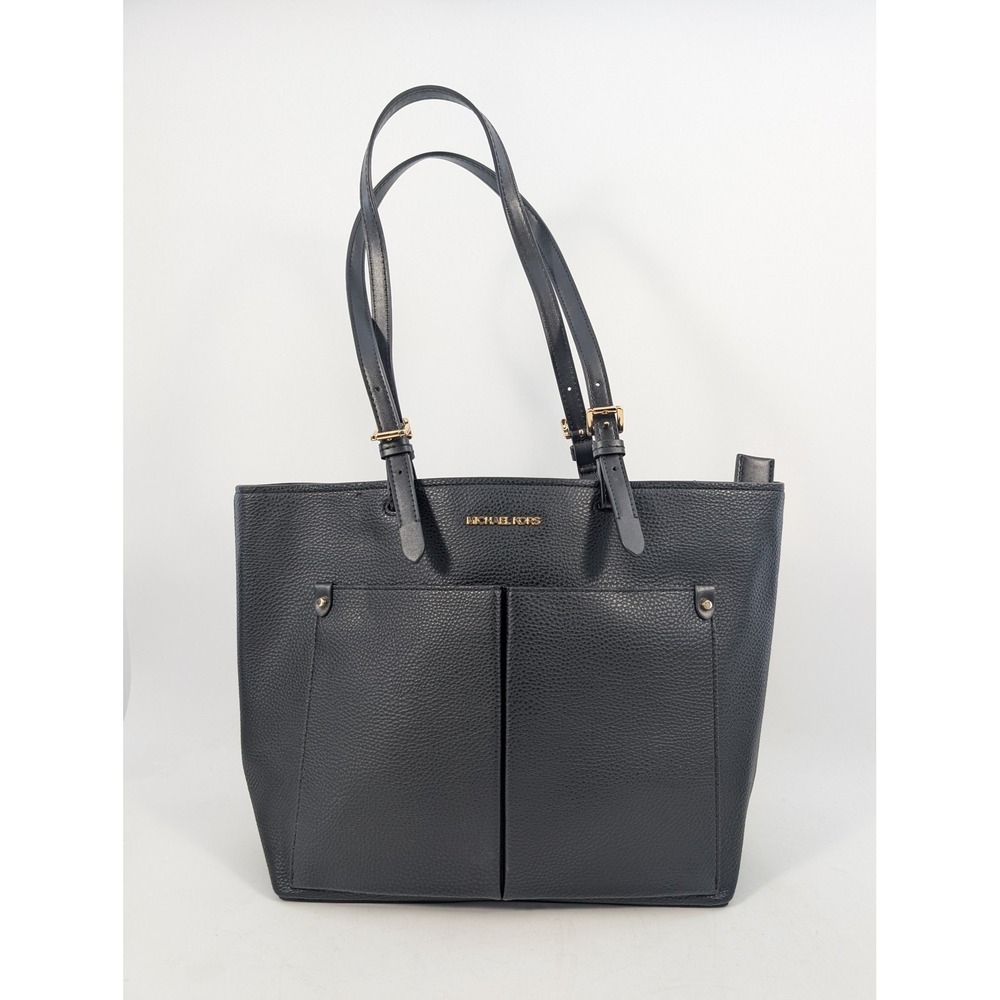 Michael Kors Jet Set Travel Medium Black Tote Bag Gold Hardware